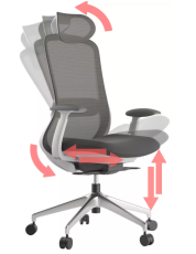 Kancelářská ergonomická židle BESSEL s podhlavníkem — síť, šedý plast, nosnost 120 kg, tmavě šedá MERCURY STAR