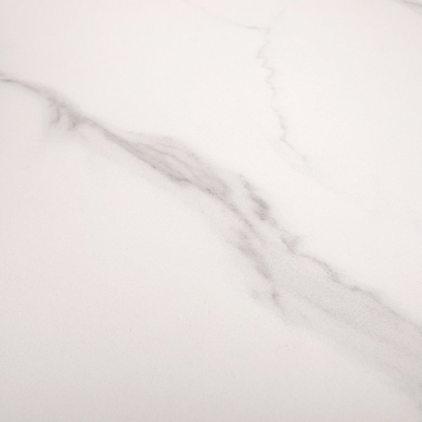 Jídelní stůl BLITZ — 120x80x76 cm (rozklad + 60 cm), keramická deska bílý mramor