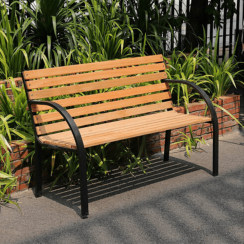 Zahradní lavice LORA — kov, dřevo, přírodní