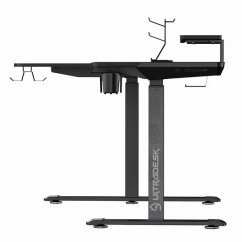 Herní stůl ULTRADESK WINGER – 111x155x60 cm, elektricky nastavitelná výška, RGB podsvícení, černá