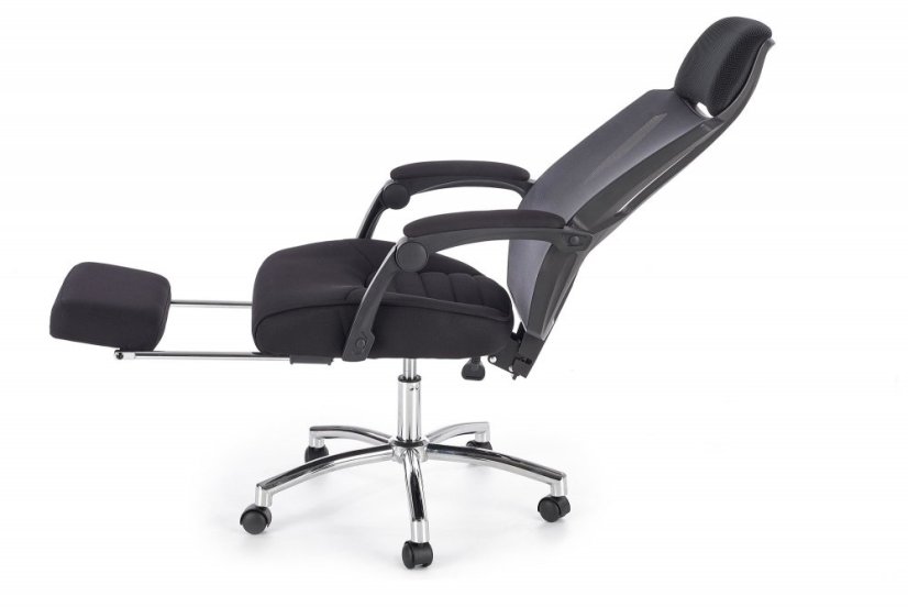 Kancelárske kreslo s podnožkou FREEMAN – látka, sieť, čierna / šedá