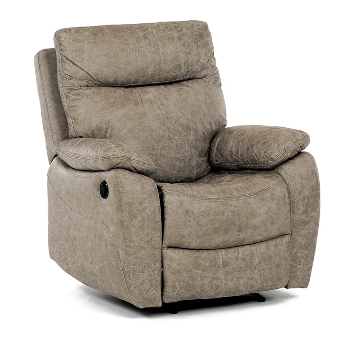 TV křeslo CHRISTOF s elektrickým polohováním — látka vintage, lanýžová Autronic