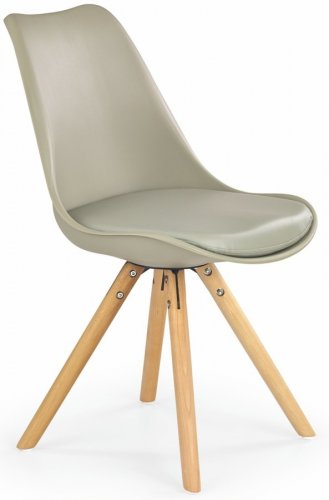Jedálenská stolička K201 – masív / plast / ekokoža, viac farieb - Čalúnenie K201: Sivá