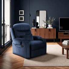 Kreslo TORRES Modrý manšestr – luxusný dizajn s držiakom na poháre