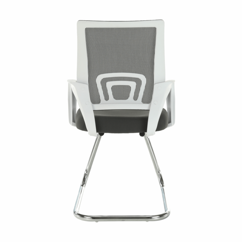 Konferenčná stolička SANAZ — kov, plast, sieť, biela / sivá