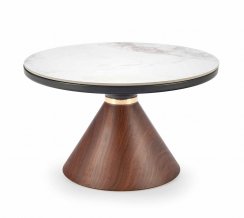 Konferenční stolek GENESIS — keramika, kov, dekor bílý mramor / ořech