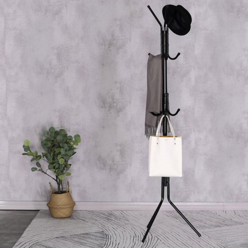 Stojanový věšák URBANO — 171 cm, kov, černá Autronic