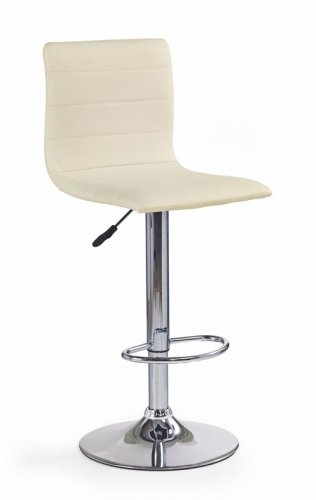 Barová stolička TYWIN – krémová ekokoža, chrómová podnož