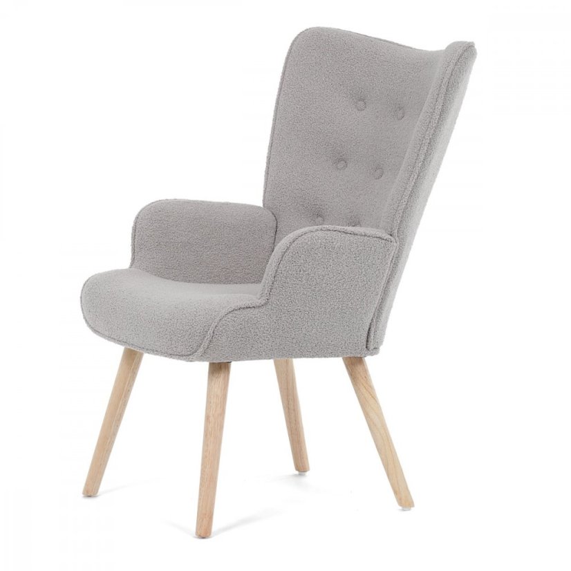 Relaxační křeslo ušák PARIS– masiv, látka, šedá Autronic