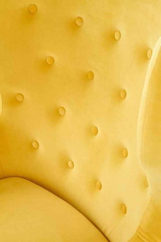 Relaxačné kreslo ušiak MARVEL – masív, látka, žltá