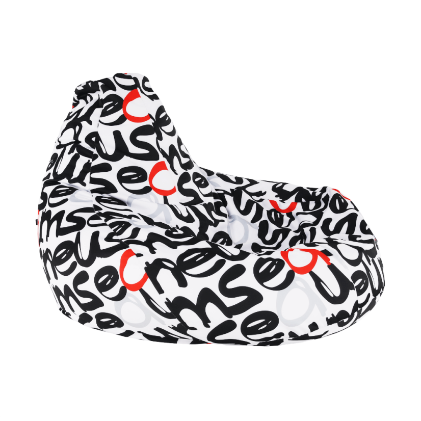 Sedací vak ELION - 86x100, látka, čierna / šedá / červená