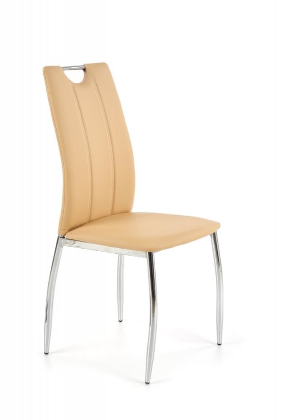 Jedálenská stolička KELLY – oceľ, ekokoža, béžová