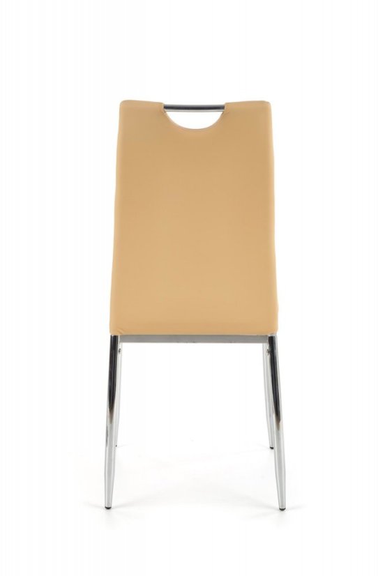 Jedálenská stolička KELLY – oceľ, ekokoža, béžová