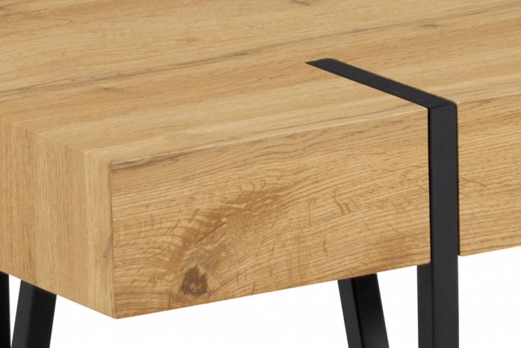 Konferenční stolek MOODY — 110x60x42 cm, MDF divoký dub, černý kov