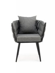 Relaxační designové křeslo s polštářem AVATAR — kov, šedá látka Halmar