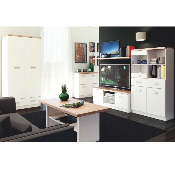 Konferenčný stôl TOPTY — 115x55x48 cm, dub sonoma/biela