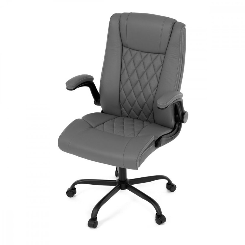 Kancelárske kreslo CYRUS — kov, ekokoža, siva