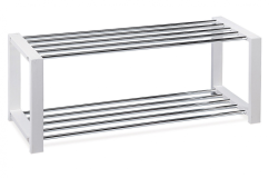 Botník EVATON s odkladacími policami - chróm, biela