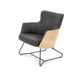 Designové relaxační křeslo CHILLOUT — tmavě šedá / přírodní dub Halmar