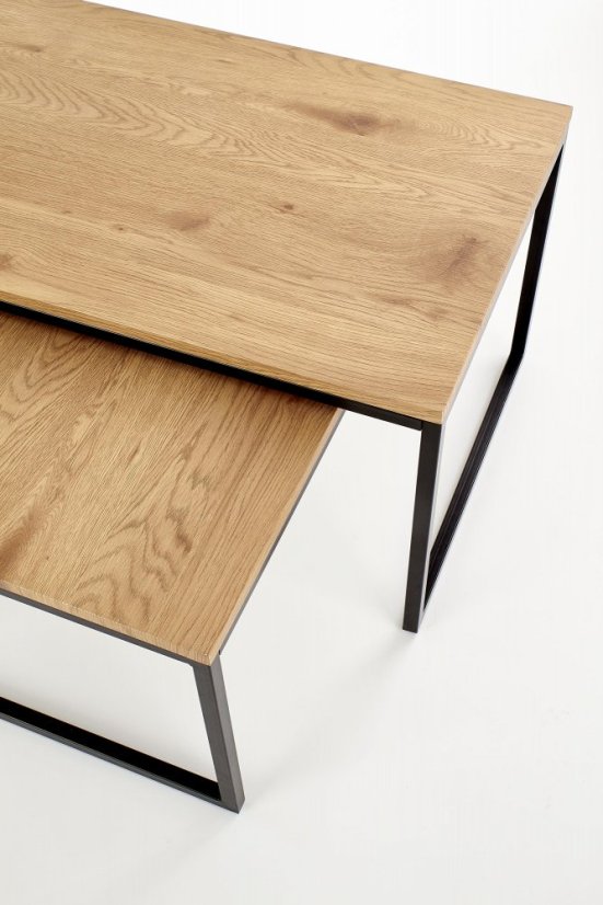 Súprava konferenčných stolíkov SABROSA — kov, zlatý dub