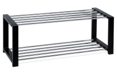 Botník EVATON s odkladacími policami - chróm, čierna