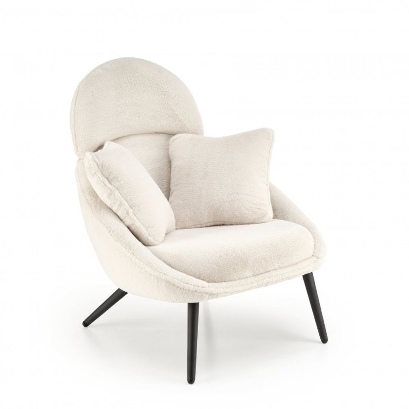 Designové křeslo MERRY s polštáři - ocel, látka, krémová Halmar