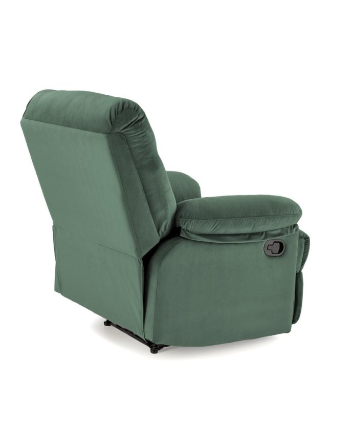 DRAGER zamatové relaxačné kreslo tmavo zelené