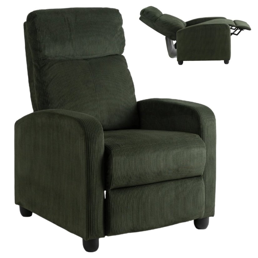 Kreslo DANNY — zelené, manšestr, polohovateľné