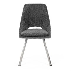 Elegantní šedá jídelní židle RINA s broušenými kovovými nohami