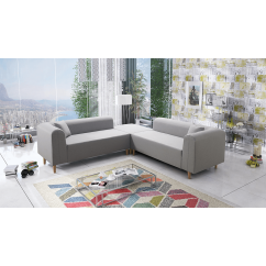 Rohová pohovka BROKEN – látka, šedá, pravá Kondela