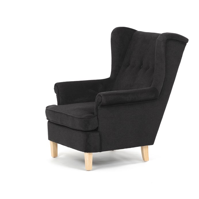 Relaxační křeslo ušák BEILY - masiv, látka, černá Autronic