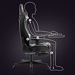 Herní židle DARKECHO — ekokůže, černá, nosnost 160 kg