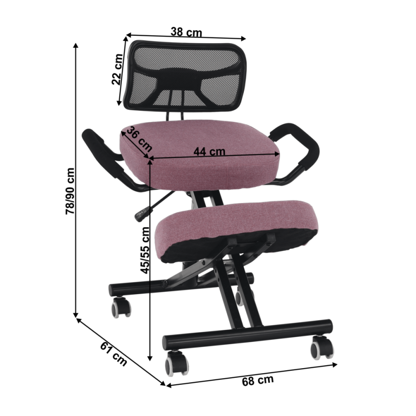 Ergonomická kľakačka RUFUS – ružová/čierna z kovu