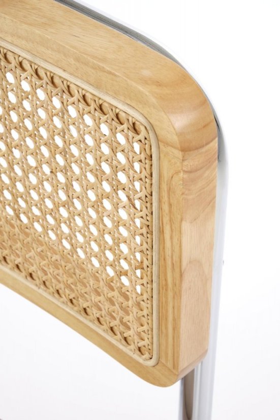 Jedálenská stolička ROSTAM — kov, látka, prírodný ratan, béžová