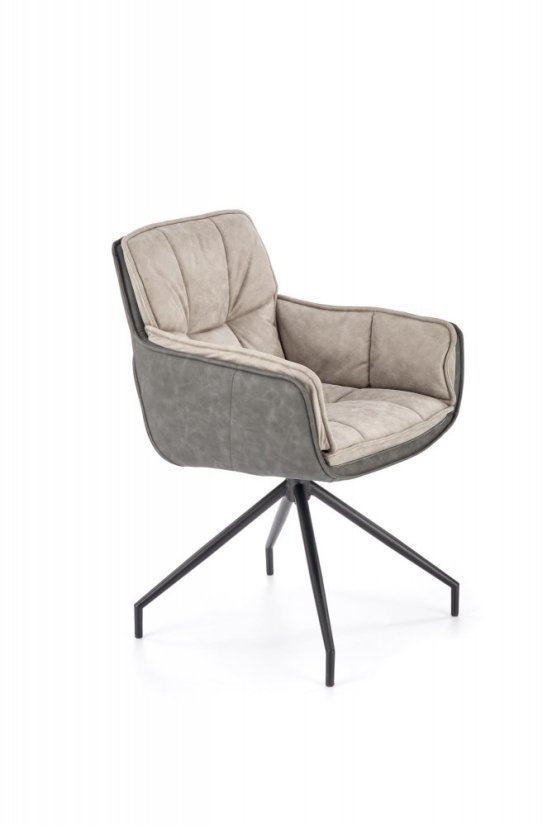 Jedálenské kreslo FIORA — oceľ, ekokoža, látka, sivá