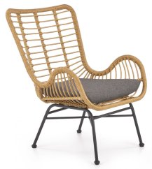 Zahradní křeslo IKARO – umělý ratan, ocel, černá Halmar
