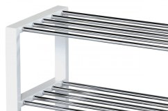 Botník, 4 kovové chromované police, masiv kaučukovník, bílý matný lak Autronic