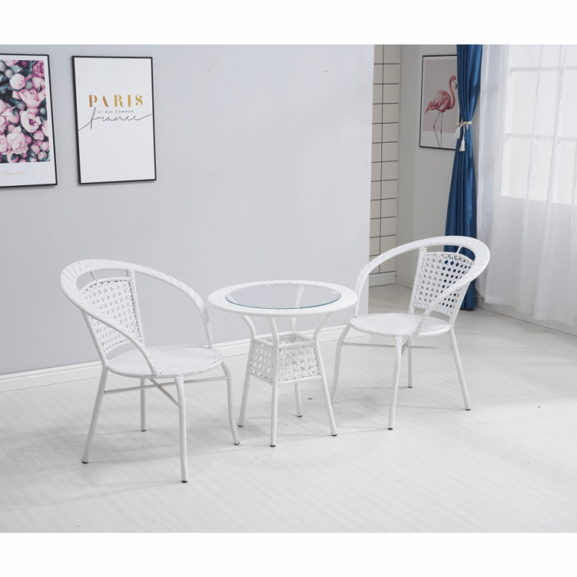 Zahradní set JENAR 1 + 2 – umělý ratan, bílá Kondela