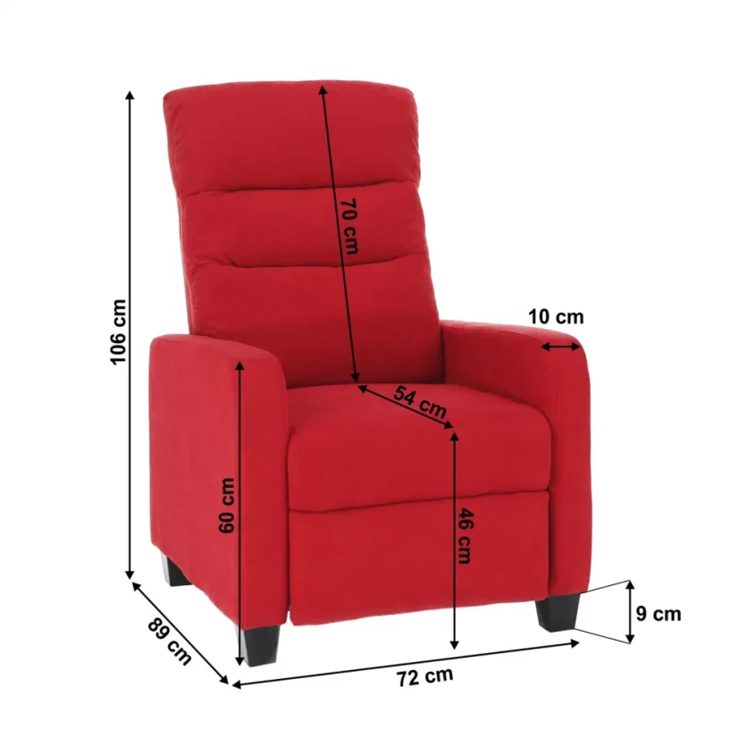 Polohovací relaxační křeslo TURNER — látka, červená Kondela