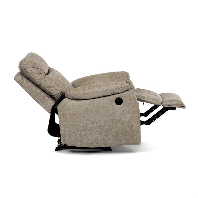 TV křeslo CHRISTOF s elektrickým polohováním — látka vintage, lanýžová Autronic