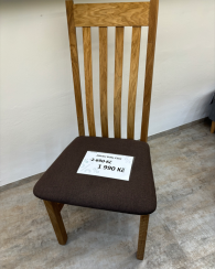 Jídelní židle FLINT — masiv dub, látka, hnědá (vzorek z prodejny)