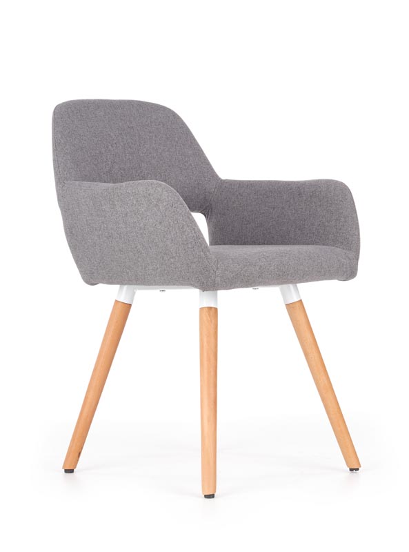 Jedálenské kresielko MALAGA – látka, masív, sivá