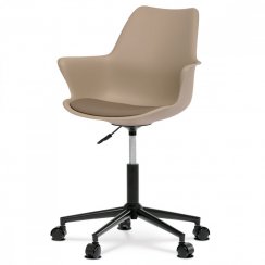 Kancelárska stolička NIDORA — plast, ekokoža, oceľ, čierna / cappuccino