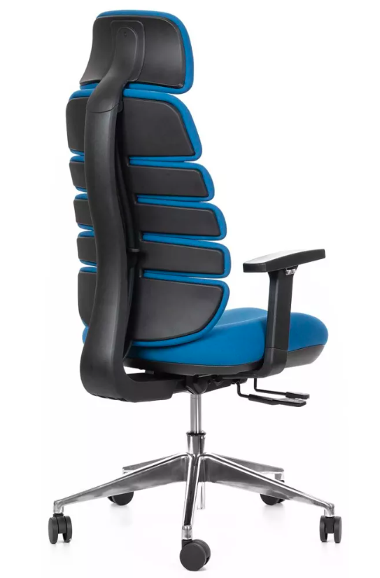 Kancelárska ergonomická stolička SPINE s podhlavníkom — látka, nosnosť 130 kg, viac farieb - Farebné varianty stoličky SPINE: Modrá