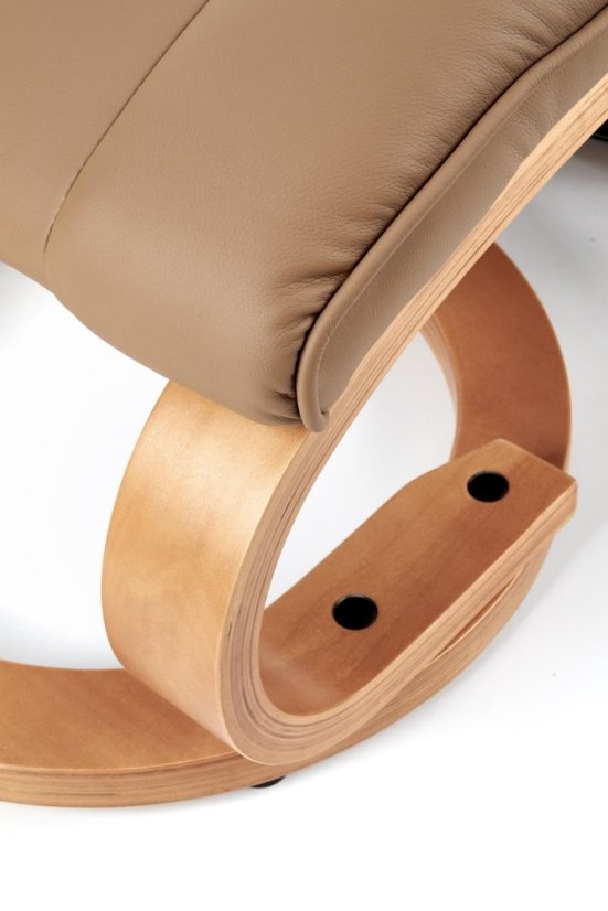 Masážne polohovacie kreslo s vyhrievaním MATADOR — ohýbané drevo/ekokoža, béžová