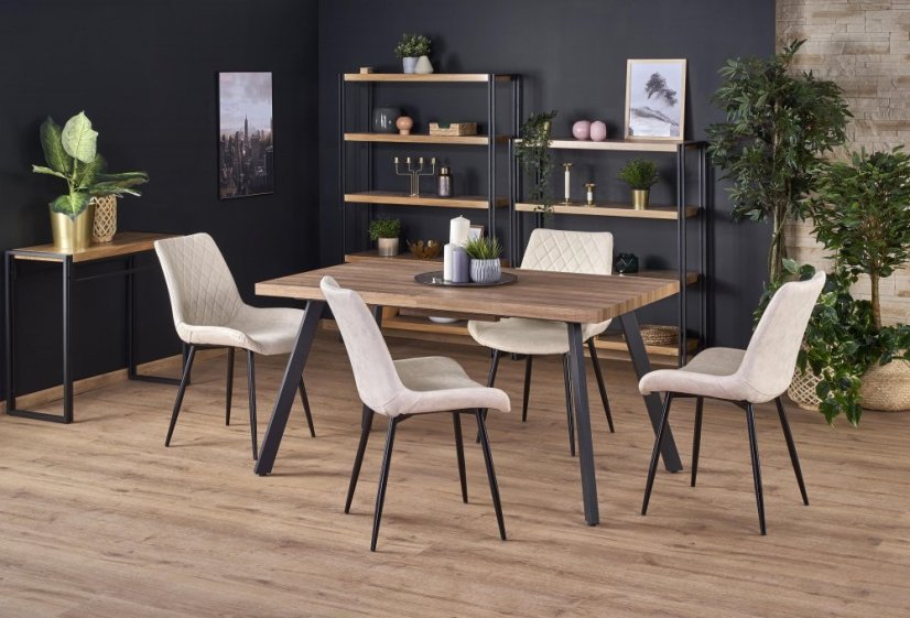 Jídelní rozkládací stůl BERLIN – 140x85x76 (+40), ořech, černá Halmar