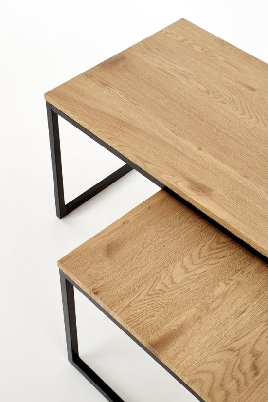 Súprava konferenčných stolíkov SABROSA — kov, zlatý dub