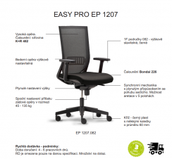 Kancelářská ergonomická židle RIM EASY PRO EP 1207 – látka, černá