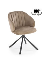Jedálenské otočné kresielko MERK — kov, látka, cappuccino