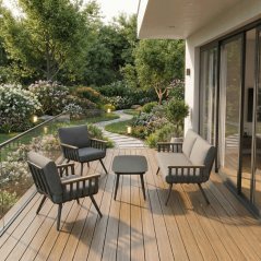 Zahradní sestava METRO – hliník a polywood, šedá, Autronic
